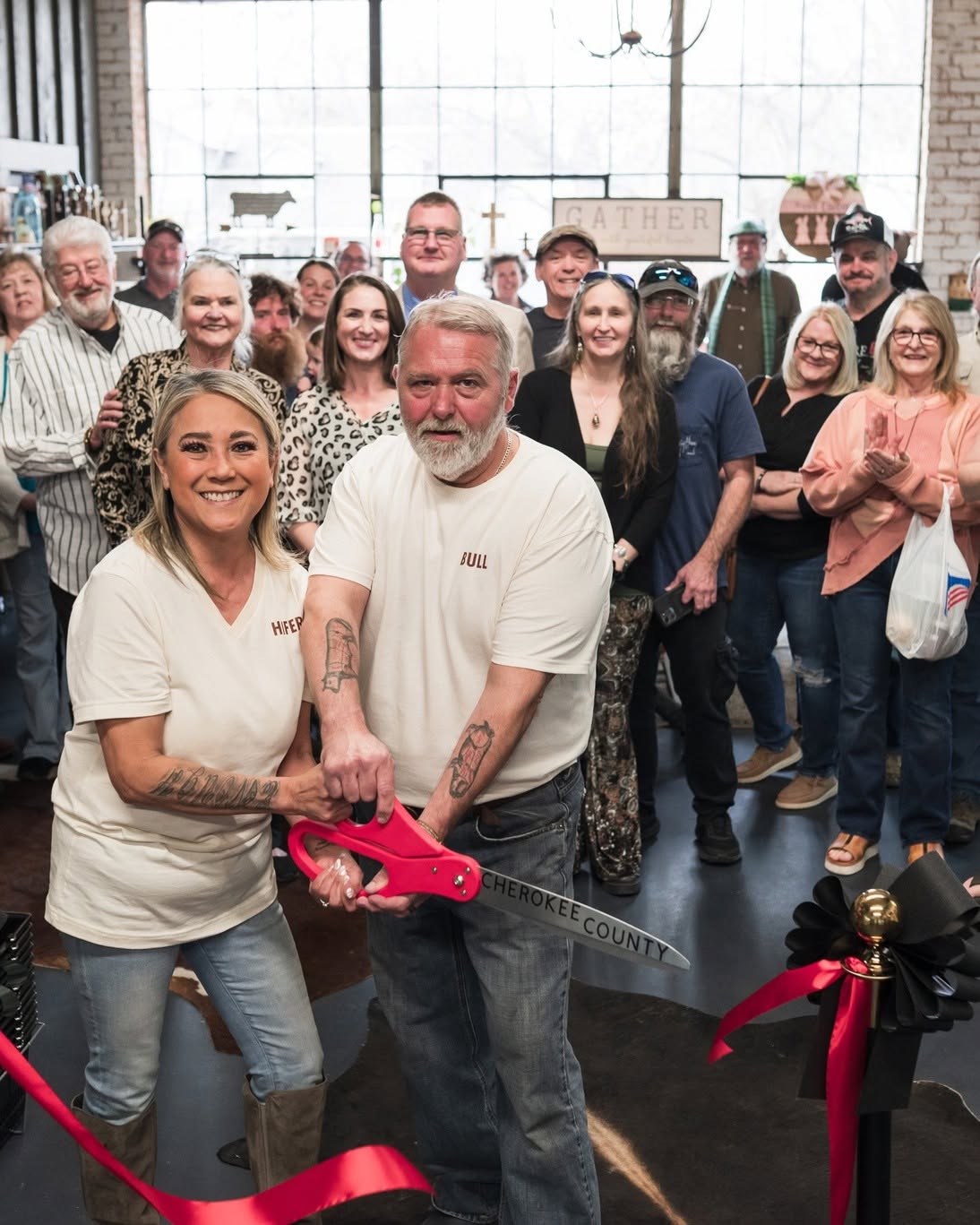 Ribbon cutting ceremony with the community at Heifer & Bull Butchery in Murphy, NC